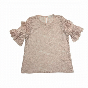 STYLE therapy flower Lace blouse top 3/8 sleeves fits L size XXL old pink